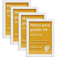 RAHMEN Set mit 4 aus MDF und Acrylglas Schutz und Aussteller für Fotografien, Bilder, Poster, Gemälde, Dekoration für Haus Farbe Weiß A4 - Weiß, Holz (21/3/29.7cm) - Nacnic