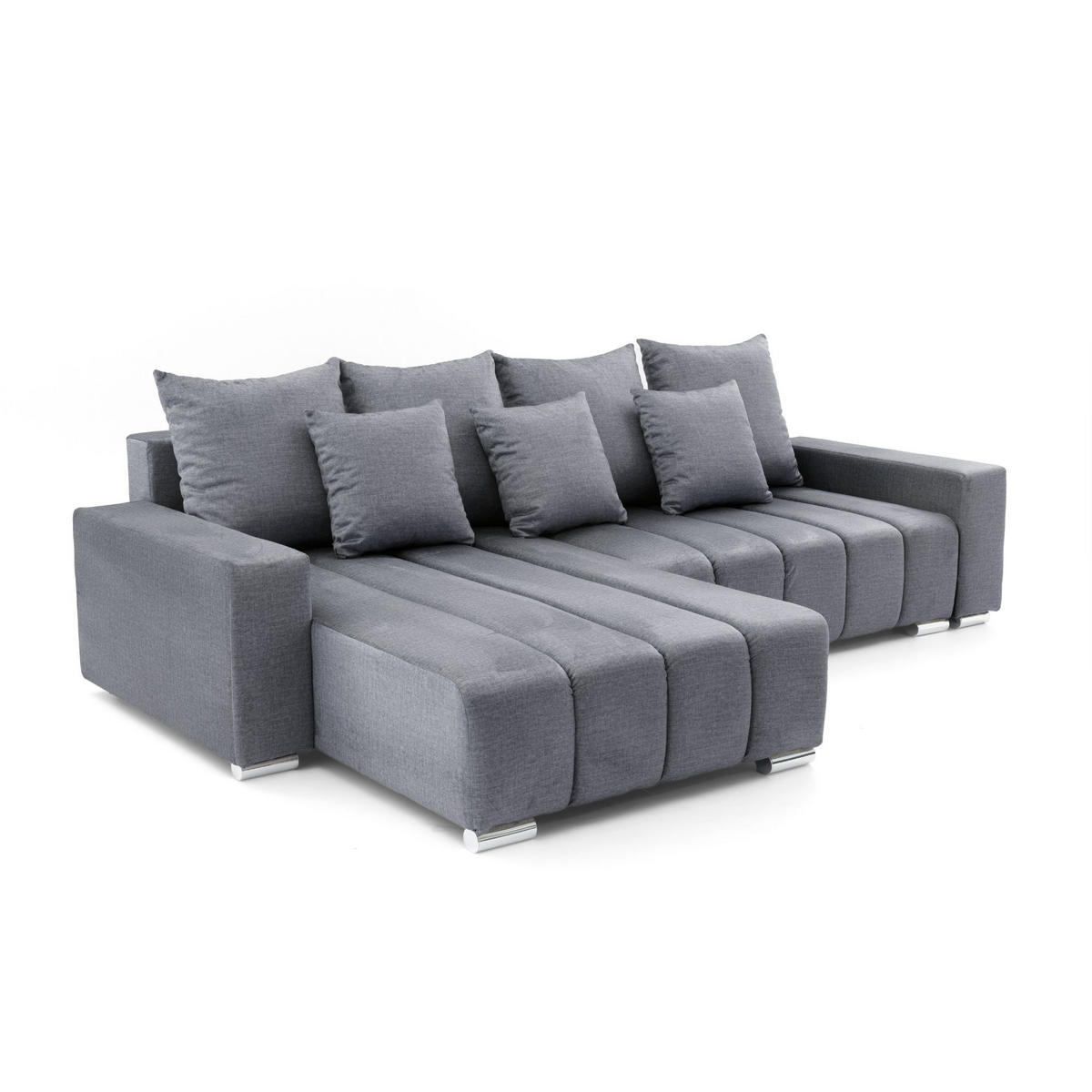 ECKSOFA Piano L Links mit Schlaffunktion 137x234 Velours Dunkelgrau - Dunkelgrau/Silberfarben, Holz/Textil (278/178cm) - Muffo