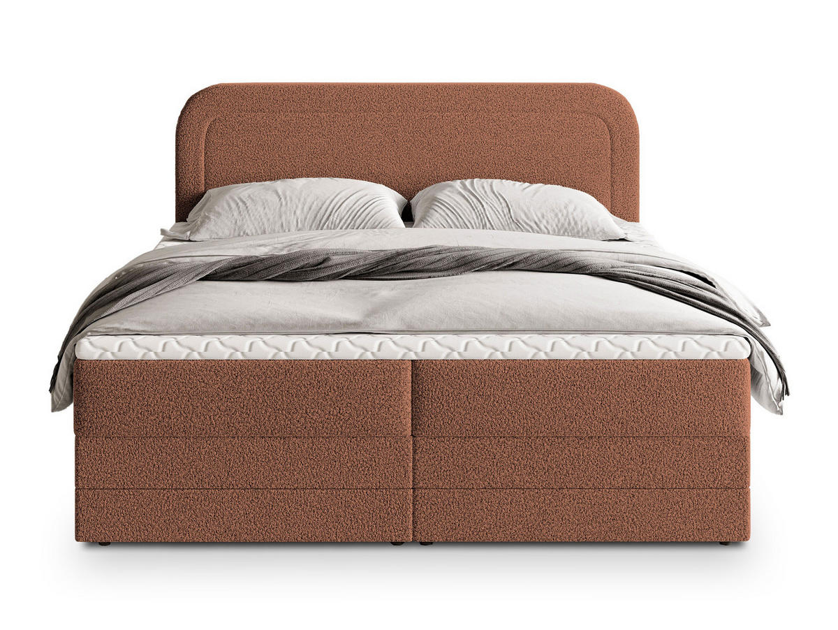 POSTEL BOXSPRING ARMEL 160x200 cm, s matrací a úložným prostorem, terakotová - terakotová, kompozitní dřevo/textil (160/200cm) - MASSENO