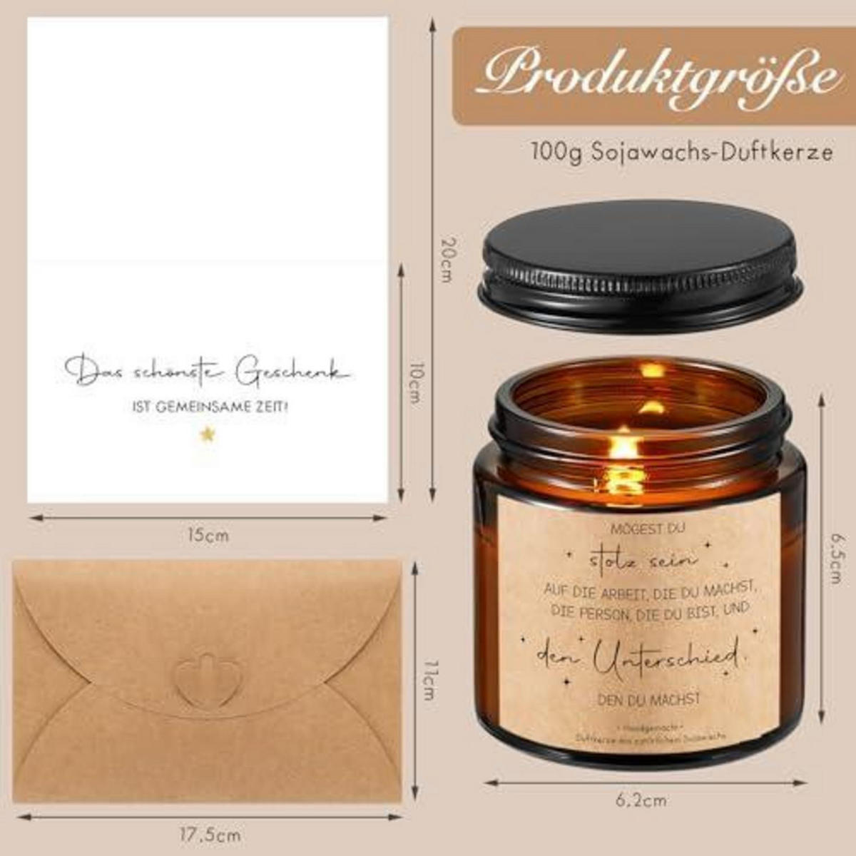 DUFTKERZE im Glas mit Spruch Englische Birne & Freesie 100g - Braun, Glas (9cm)