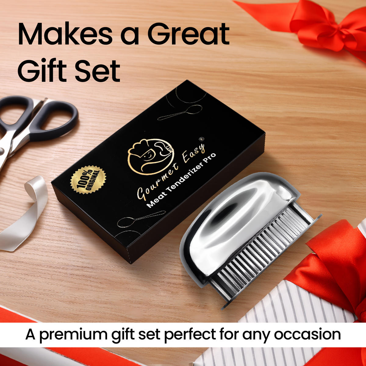 FLEISCHZARTMACHER Pro,Fleischzartmacher Meat Tenderizer Pro, Edelstahl, mit scharfen Nadelklingen - Edelstahlfarben, Metall (4.5cm) - Gourmet Easy