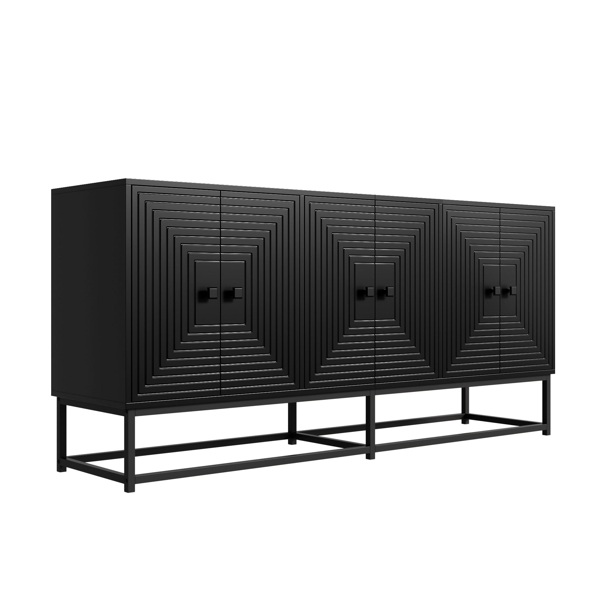 SIDEBOARD DE-37532 160/38/75,5 cm mit 3 Doppeltüren Schwarz - Schwarz, Holzwerkstoff (160/75.5/38cm) - ComfortXL