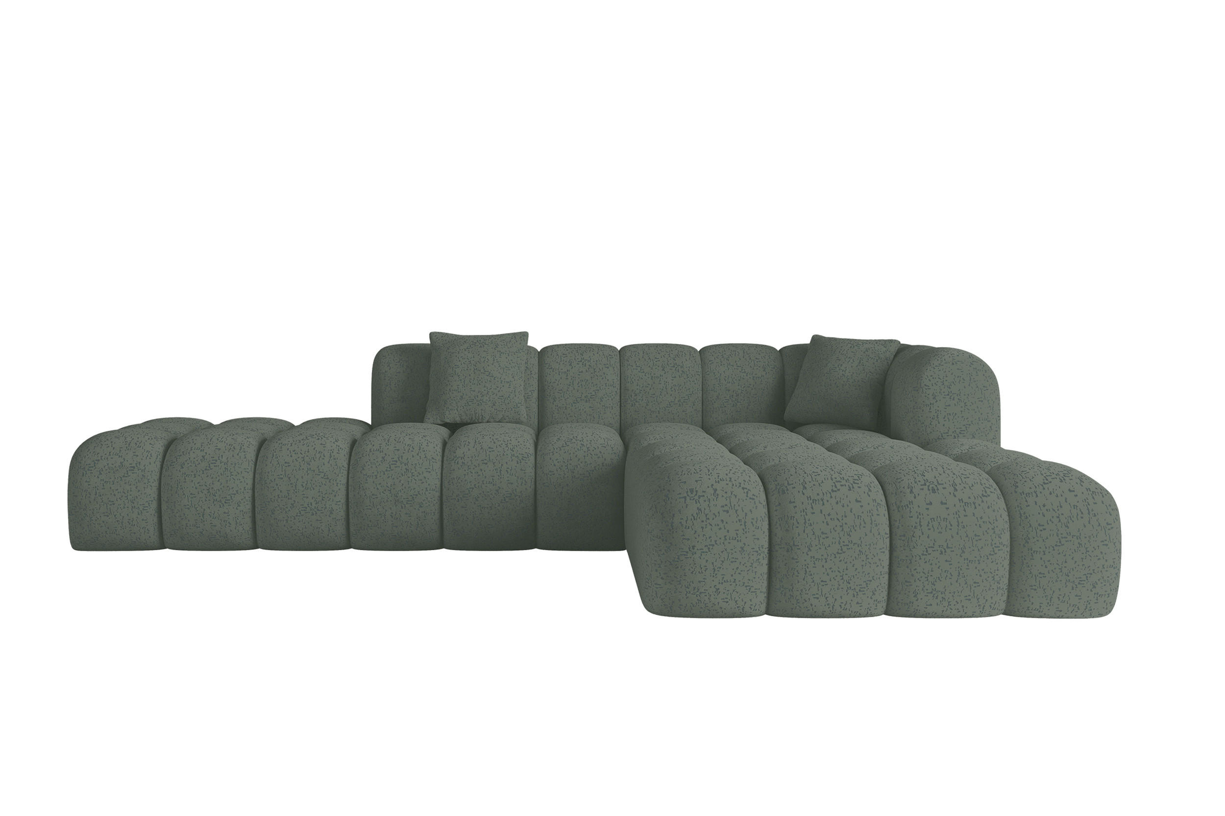 ECKSOFA Ottomane Rechts OLEA-L2 - 289x176x71 cm Grün - Schwarz/Grün, Holzwerkstoff/Kunststoff (289/176cm)