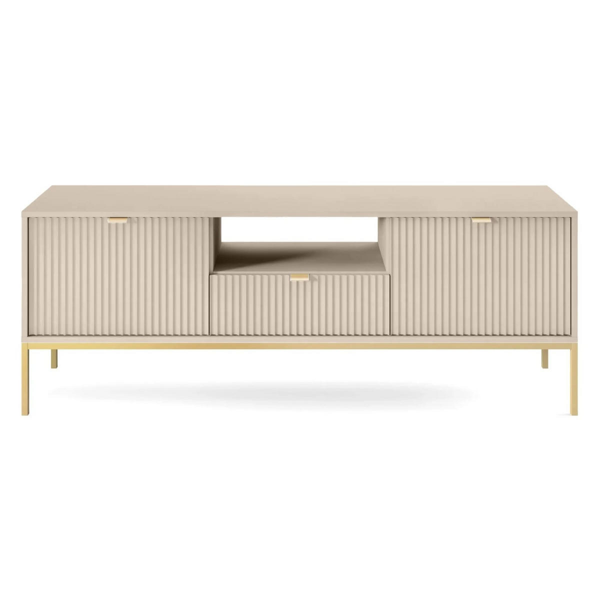 TV-LOWBOARD Vellore Beige / Gold 154 cm - Beige/Goldfarben, Holzwerkstoff/Metall (154/56/39cm) - Selsey