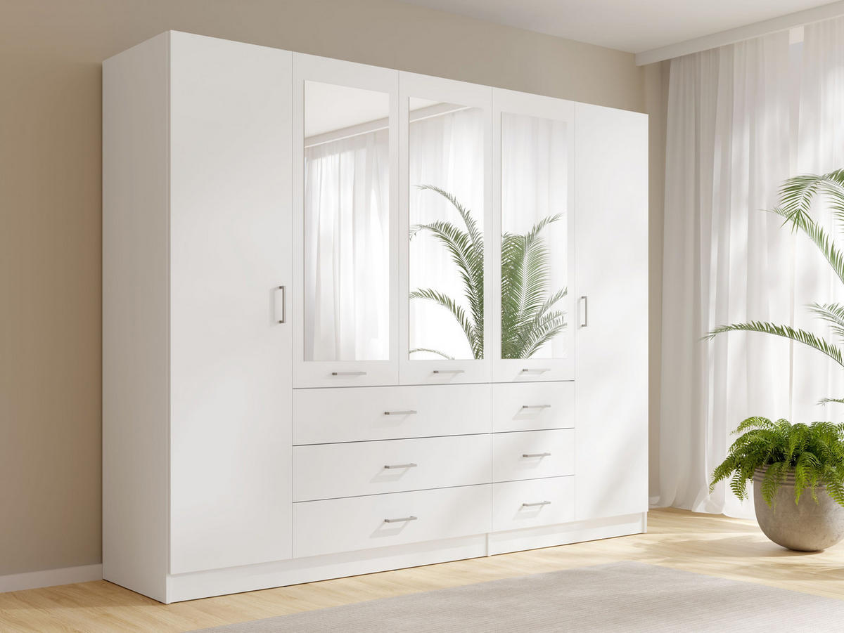 KLEIDERSCHRANK Weiß 250/200,5/58 - Weiß, Holzwerkstoff (250/201/58cm) - RAUMHIRSCH FURNITURE