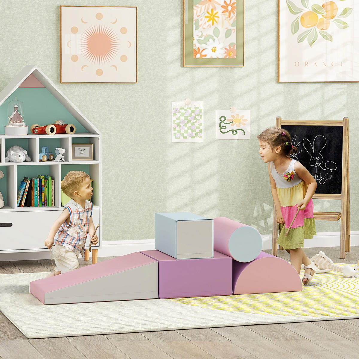 BAUSTEINSET - Pink, Kunststoff (40.6/20.3/40.6cm) - HOMCOM