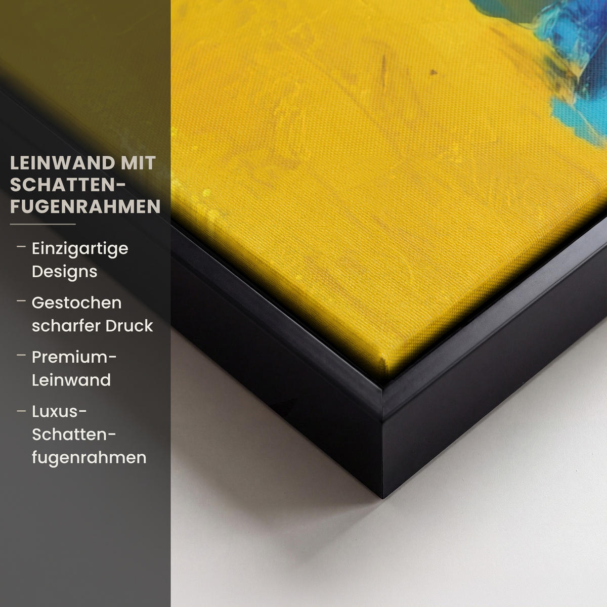 LEINWAND Bilder mit Rahmen - Frida Kahlo - Frau - Gelb - Blau - Blumen - 80x60 - Gelb, Textil (80/60cm) - MuchoWow