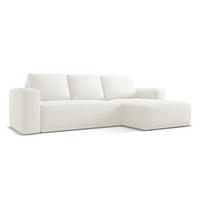 ECKSOFA mit Schlaffunktion Chenille Stoff Weiß - Schwarz/Weiß, Kunststoff/Textil (258/160cm) - Makamii