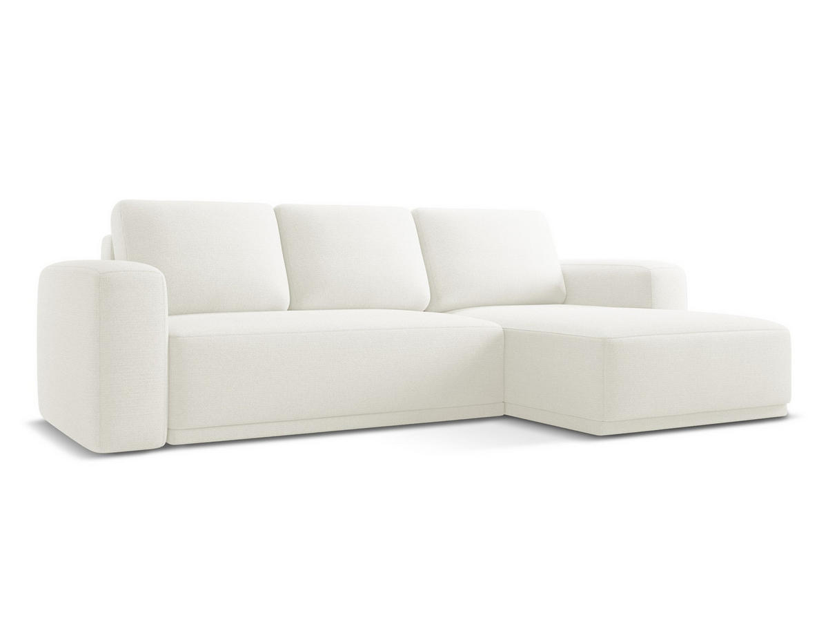 ECKSOFA mit Schlaffunktion Chenille Stoff Weiß - Schwarz/Weiß, Kunststoff/Textil (258/160cm) - Makamii