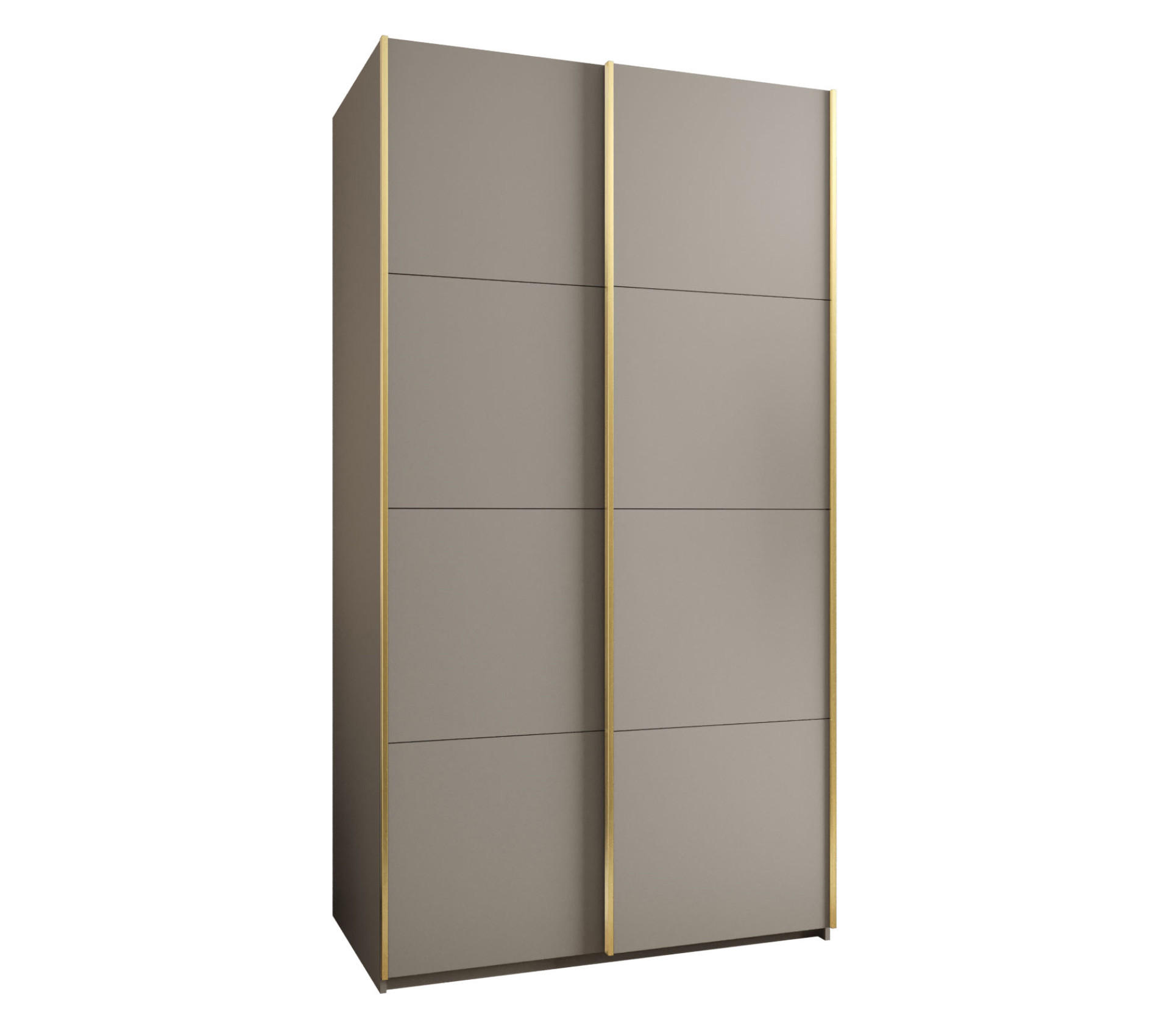 SCHWEBETÜRENSCHRANK 245,5/130/64 2-türig - Kaschmir/Goldfarben, Holz/Metall (130/245/64cm) - Abiks Möbel