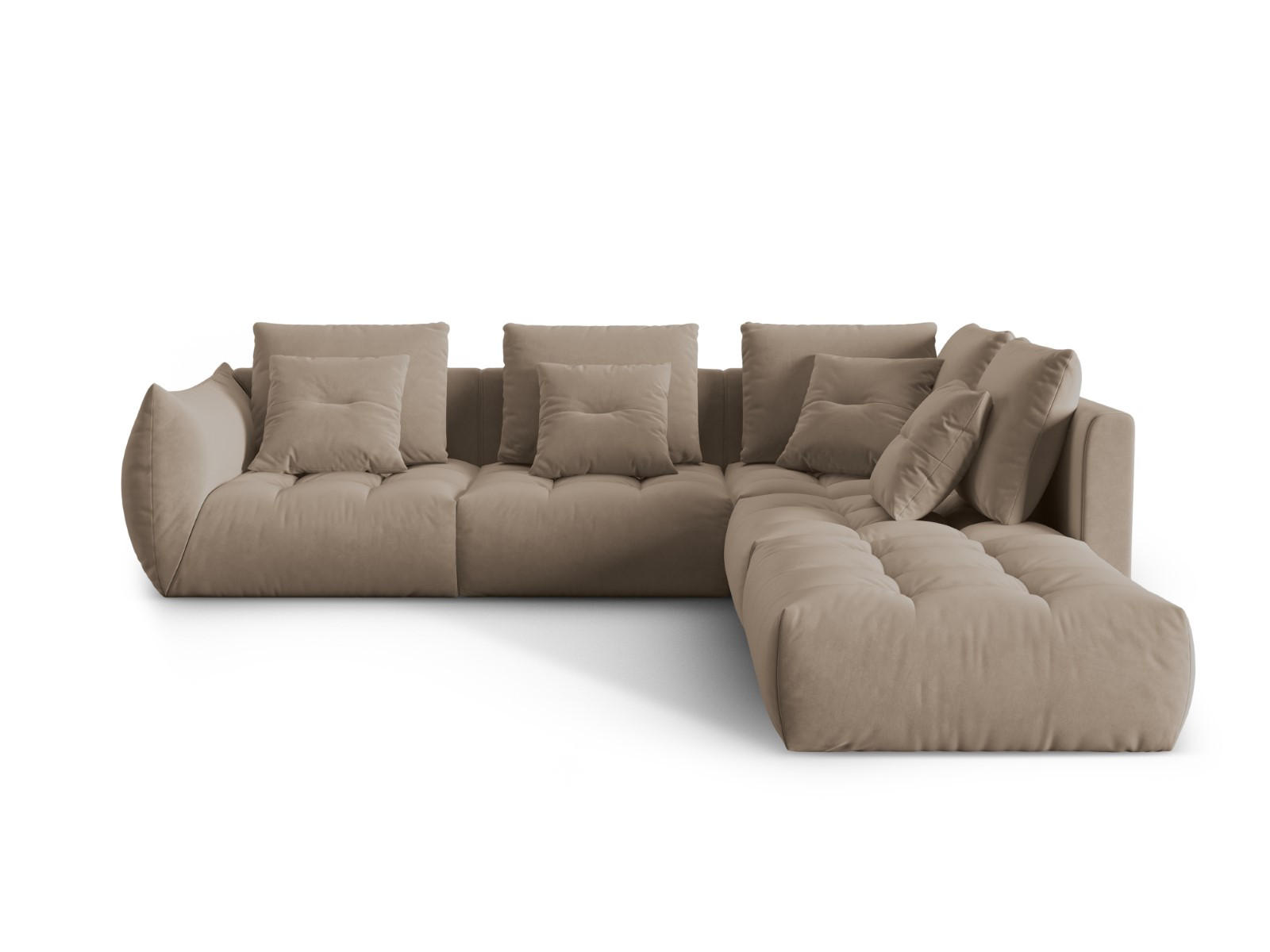 ECKSOFA modular rechts Bloom aus Samt hellbraun 4 Sitzplätze - Hellbraun, Textil (310/316cm) - Micadoni