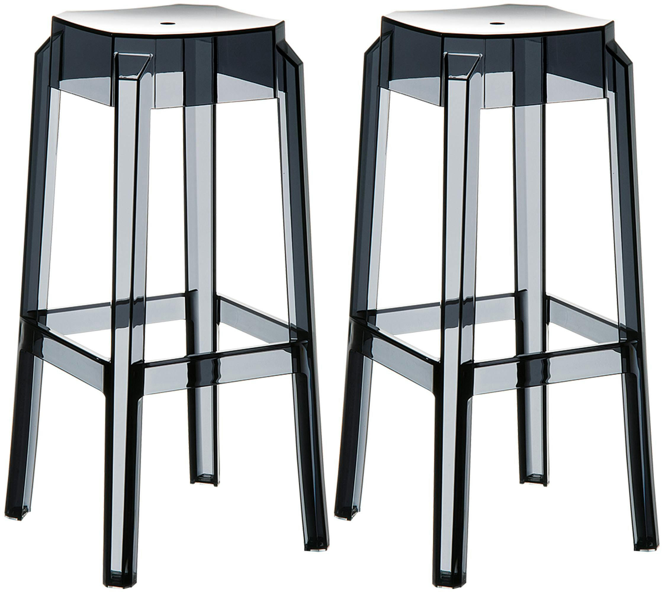 BARHOCKER 2er Set Kunststoff schwarz - Eukalyptusholzfarben/Schwarz, Kunststoff (36/75/36cm) - CLP