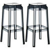 BARHOCKER 2er Set Kunststoff schwarz - Eukalyptusholzfarben/Schwarz, Kunststoff (36/75/36cm) - CLP
