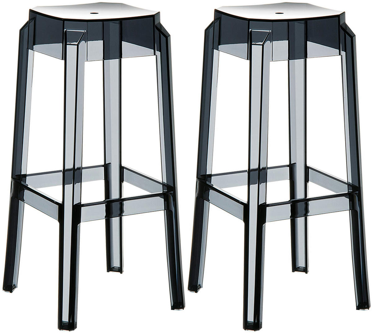 BARHOCKER 2er Set Kunststoff schwarz - Eukalyptusholzfarben/Schwarz, Kunststoff (36/75/36cm) - CLP