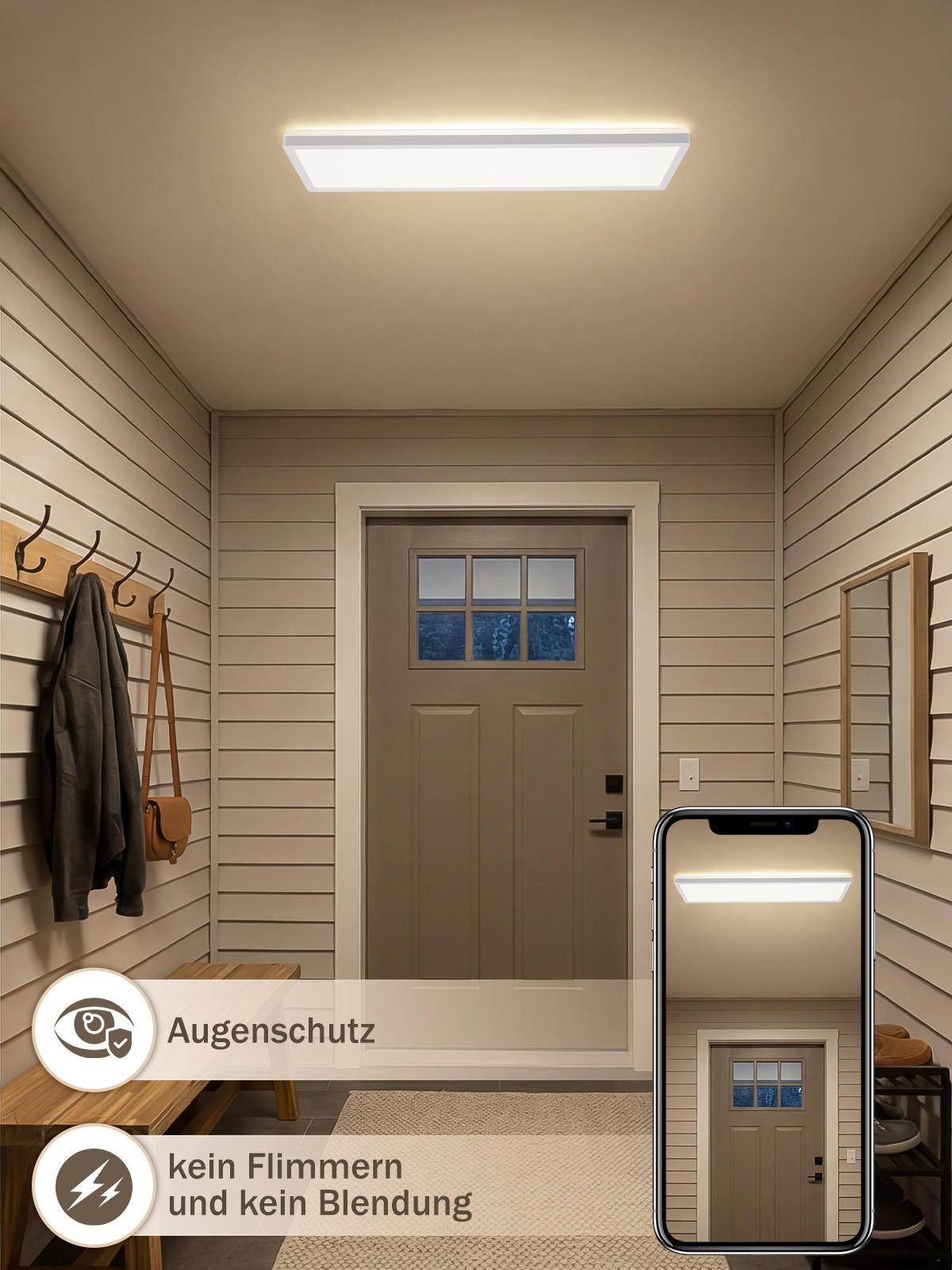 LED DECKENLEUCHTE Morvyn 58/20/3 cm - Weiß, Kunststoff (58/20/3cm) - ZMH