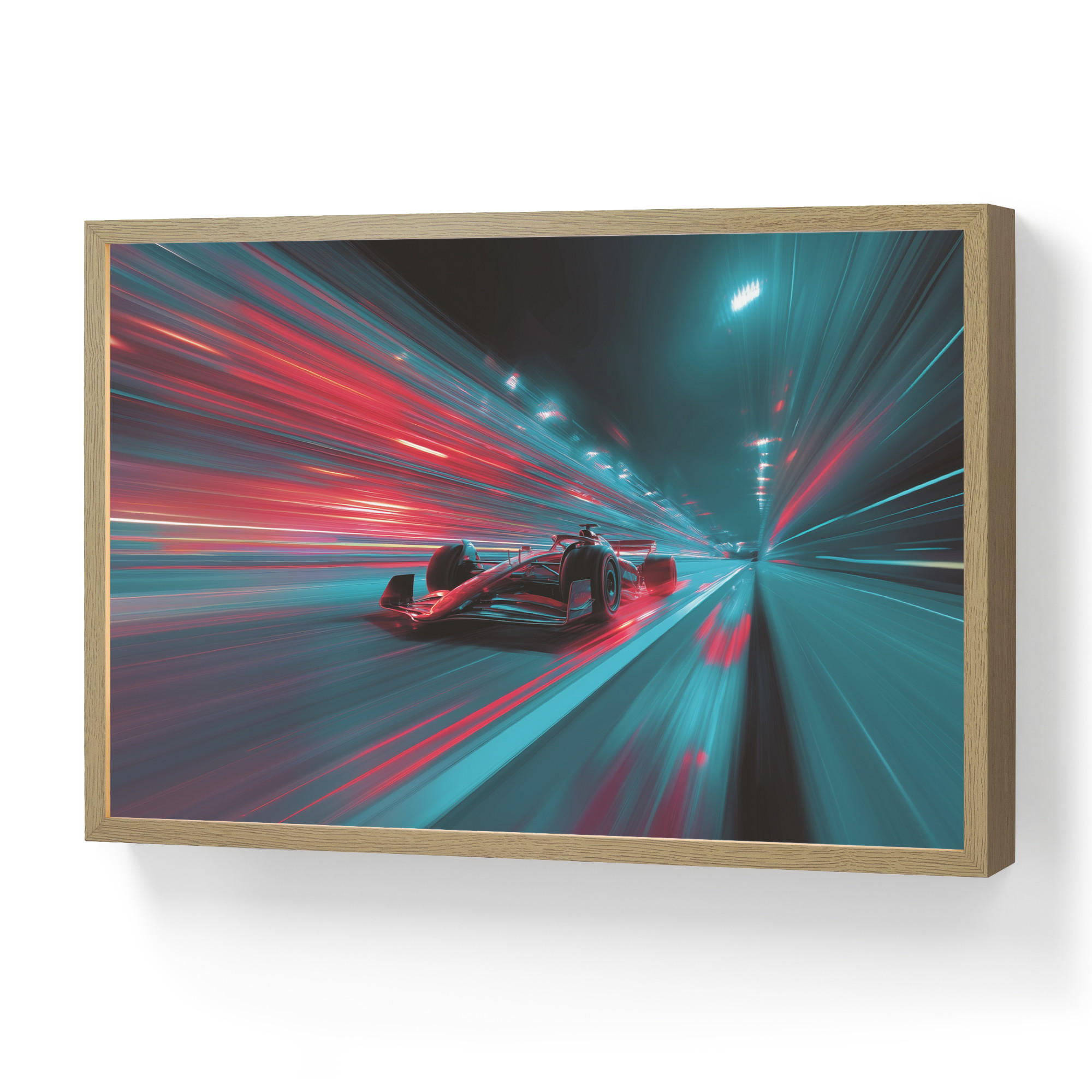 OnlyWow NÁSTĚNNÁ LAMPA S AKUMULÁTOREM Závodní auto - Červená - Rychlost 60x40 cm