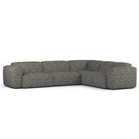 ECKSOFA mit Rundecke - Schwarz/Grau, Kunststoff/Textil (325/260cm) - home24
