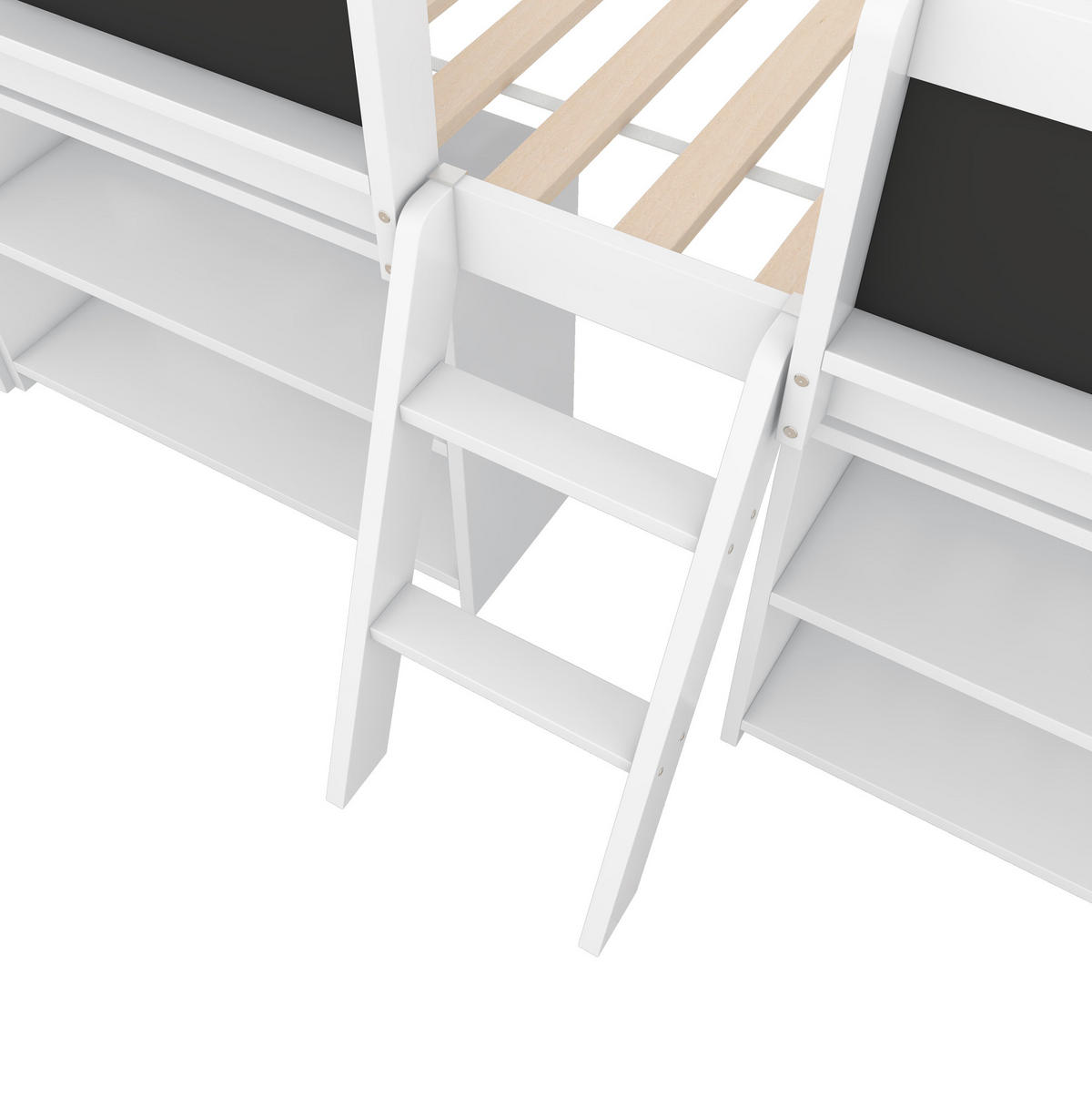 HOCHBETT 90/200 cm in Weiß mit Stauraum, Tafel, Leiter und Sicherheitsgeländer - Weiß, Holz (90/200cm) - Flora Grace