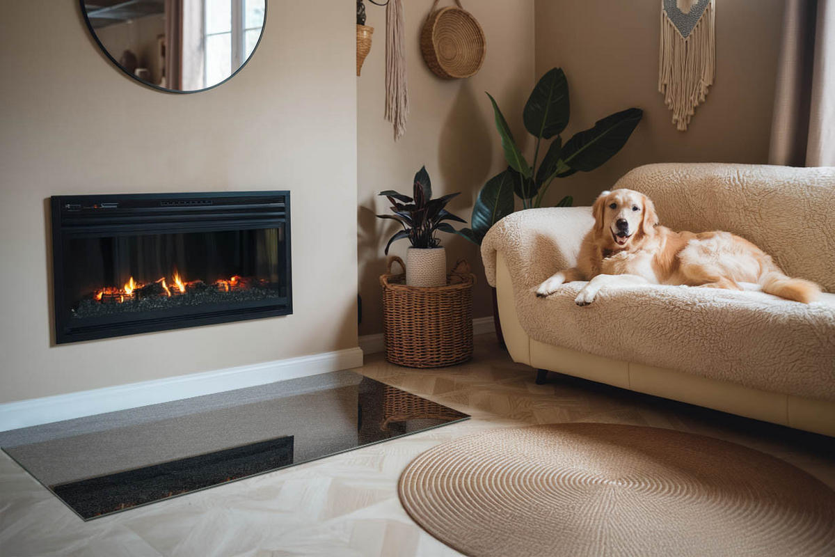 GLASPLATTE für Kamin 140x70 cm Schwarz - Schwarz, Glas (140/70/0.4cm) - ArtPrintCave