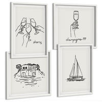 BILDER SET 4er Set - 50x50 cm & 40x60 cm Weißer Rahmen - Haus am Wasser, Toastsegelboot - Weiß, Kunststoff (50/50cm) - TULUP