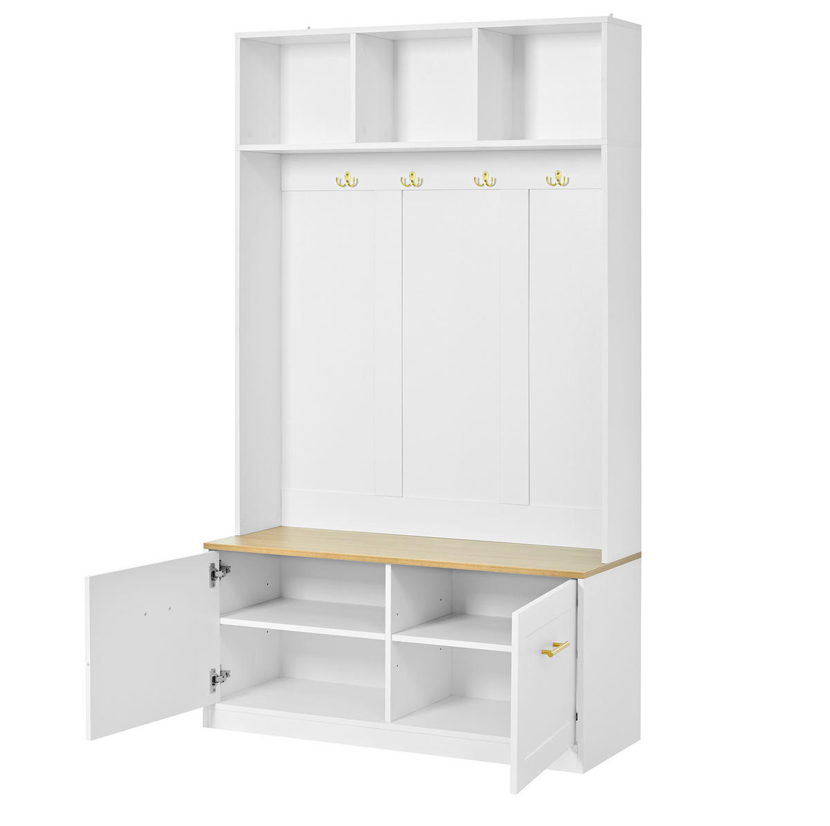 GARDEROBENSET mit Sitzbank 105 x 40 x 180 cm Holzoptik Weiß - Weiß, Holzwerkstoff (40/180/105cm) - Beauniv