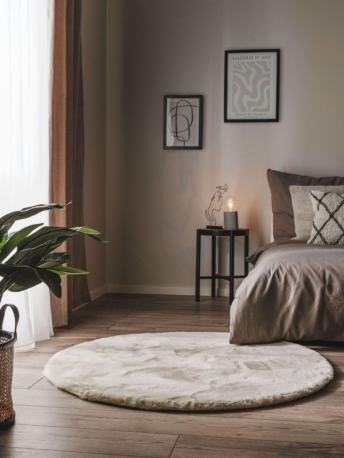 UMĚLÉ kožíškové koberce Dave Krémová ø 120 cm - krémová, textil/umělá hmota (120/1cm) - KUNSTLOFT
