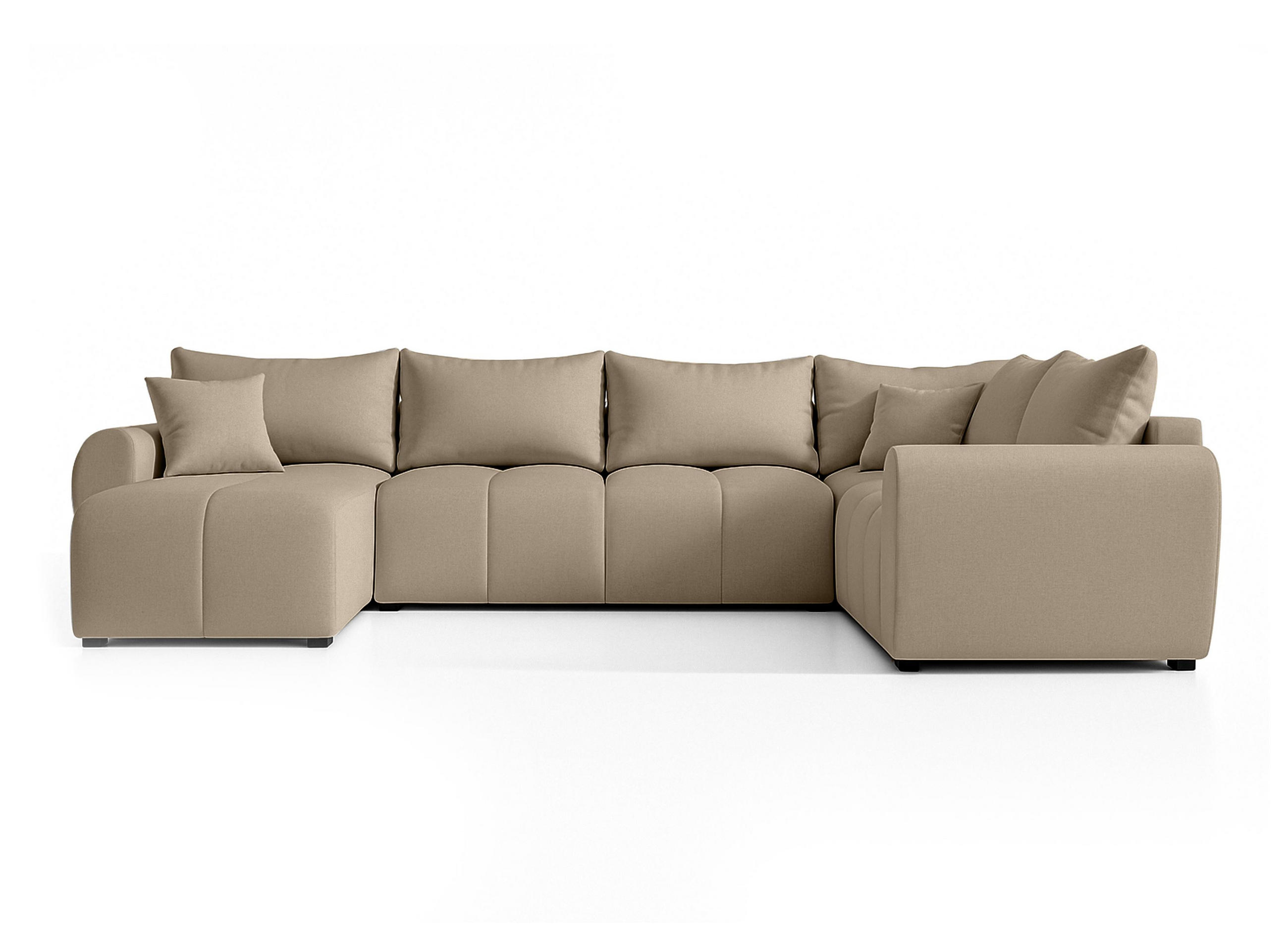 WOHNLANDSCHAFT Malatya U Form MAX Hellbraun 311/145/82 cm mit Schlaffunktion - Hellbraun/Schwarz, Kunststoff/Textil (208/82/303cm) - AX Living