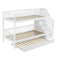 ETAGENBETT mit Rollbett Weiß - Weiß, Holz (90/200cm) - ComfortXL