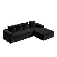 ECKSOFA Cloud L-Form mit linker Chaise, DE-42592, Schwarz - Schwarz, Textil (261/168cm) - ComfortXL
