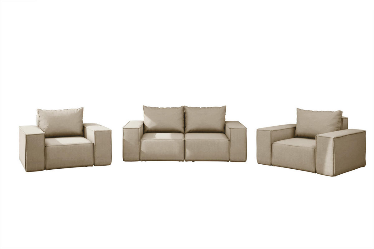 LOUNGEGARNITUR 2 1 1 Gartenmöbel Sonne Beige - Beige, Holz - Kaiser Möbel