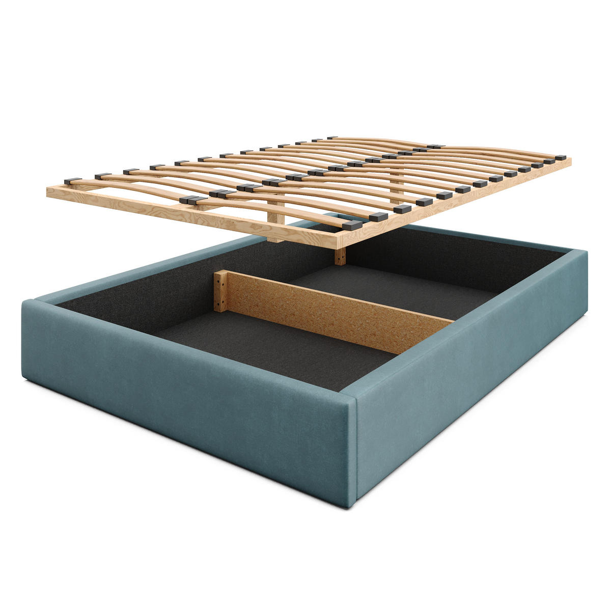 POLSTERBETT 140x200cm Bett mit Stauraum Lattenrost Meerfarbe - Blau, Holz/Holzwerkstoff (140/200cm) - Muralo