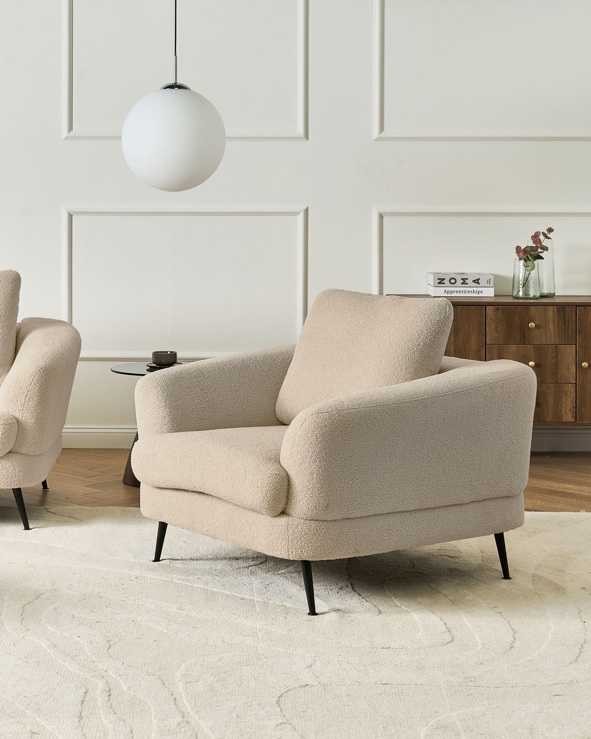 SESSEL Bouclé Hellbeige Kjaer - Beige/Schwarz, Textil (100/100/100cm) - Beliani