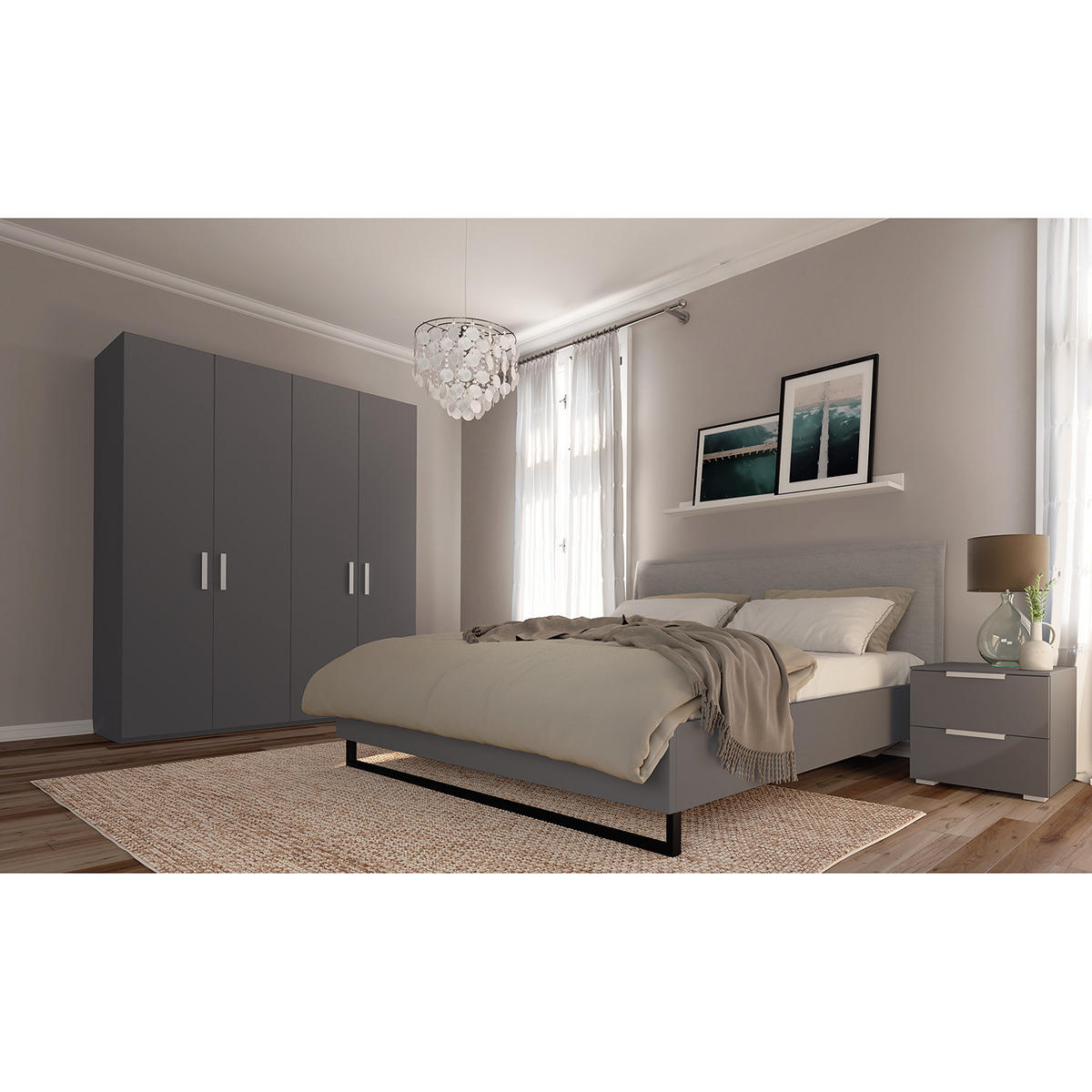 DREHTÜRENSCHRANK - Graphitfarben, Holzwerkstoff (181/236/60cm) - home24