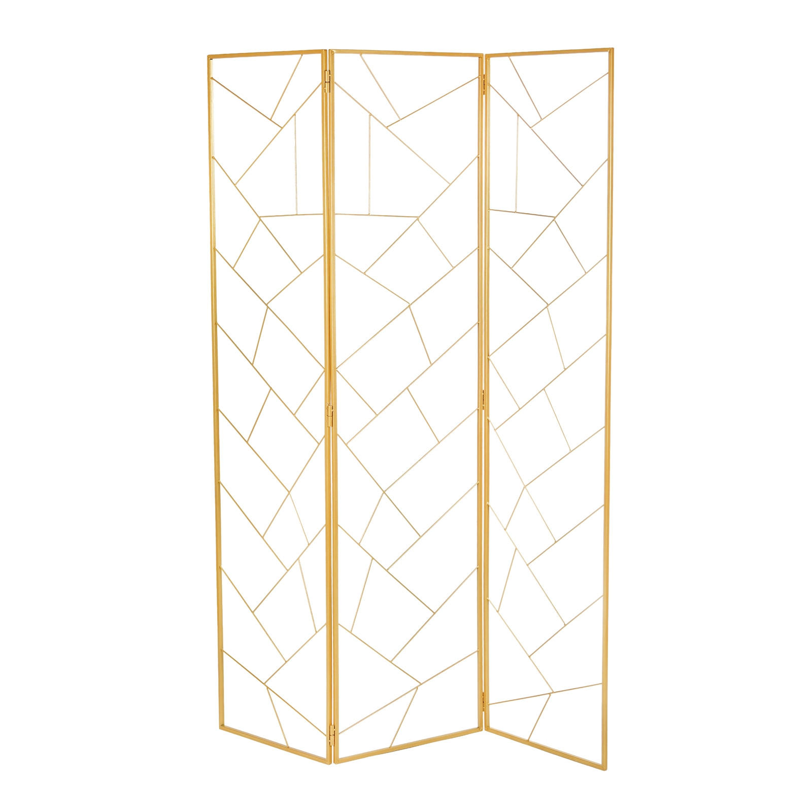 RAUMTEILER Mosaic 3tlg. aus Metall, geometrisches Design, klappbar gold - Goldfarben, Metall (120/170/1cm) - CREEDWOOD