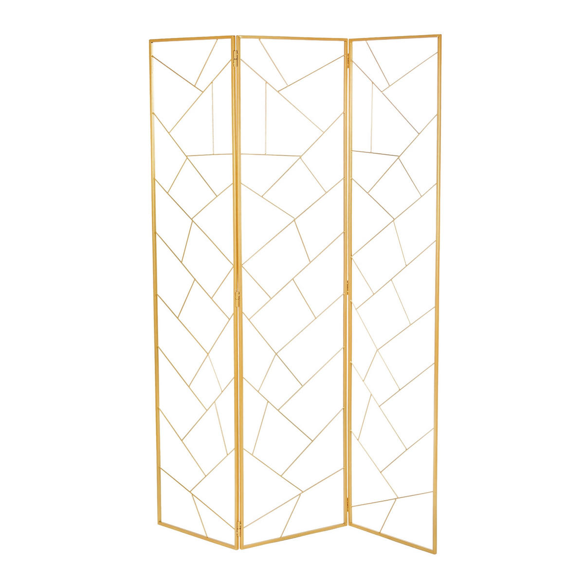 RAUMTEILER Mosaic 3tlg. aus Metall, geometrisches Design, klappbar gold - Goldfarben, Metall (120/170/1cm) - CREEDWOOD