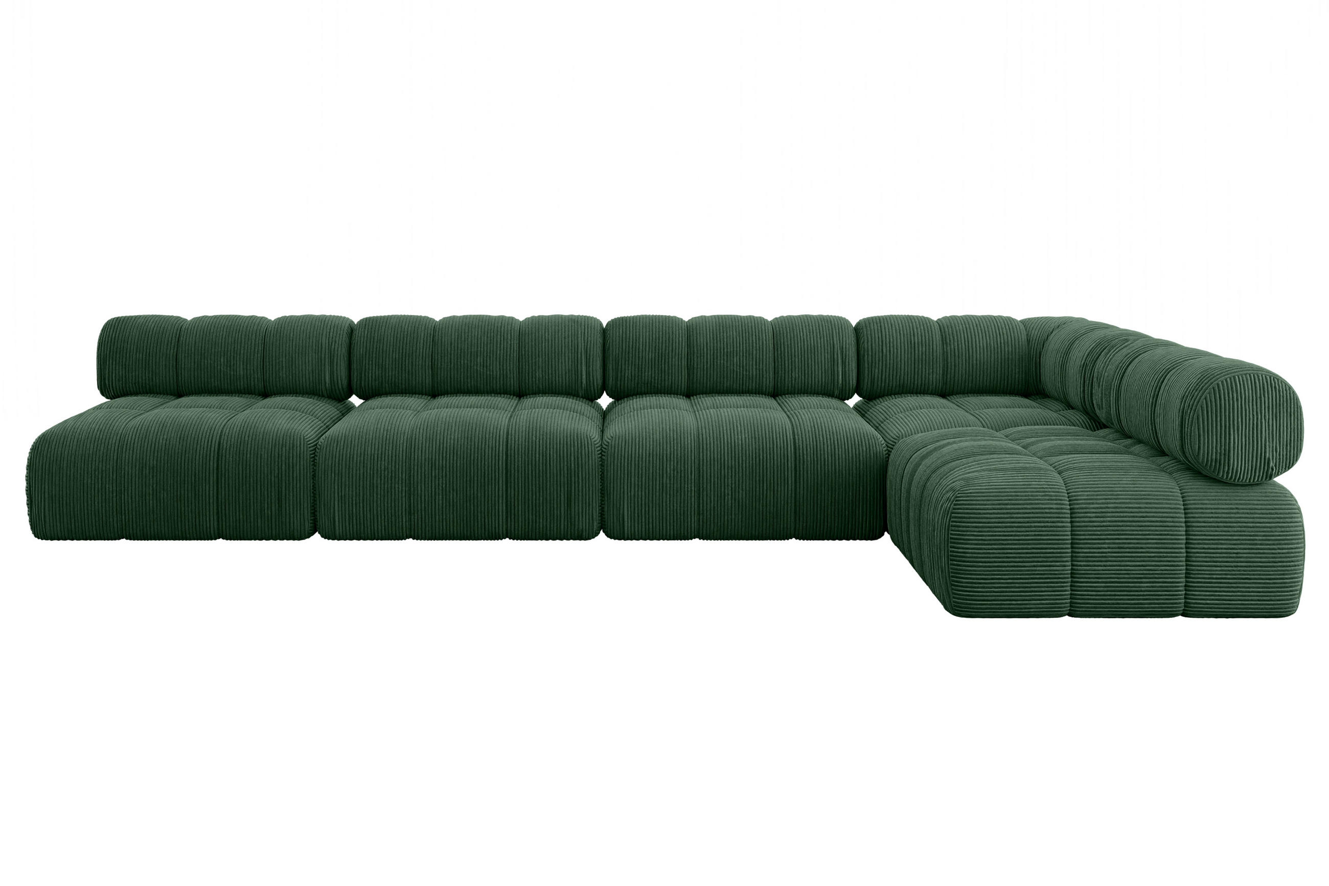 ECKSOFA modulares Sofa Samaro-L3 - 380x190x70 cm Grün Cord - Grün, Holzwerkstoff/Textil (380/190cm) - ALTDECOR