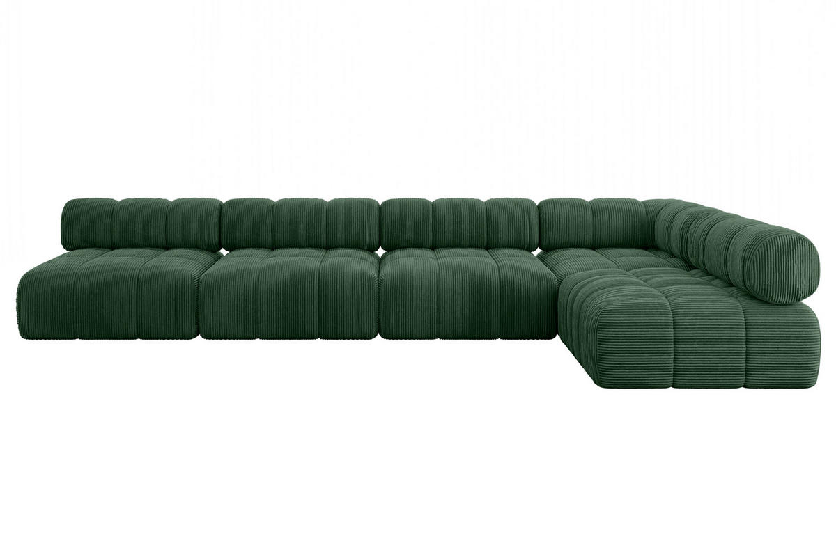 ECKSOFA modulares Sofa Samaro-L3 - 380x190x70 cm Grün Cord - Grün, Holzwerkstoff/Textil (380/190cm) - ALTDECOR