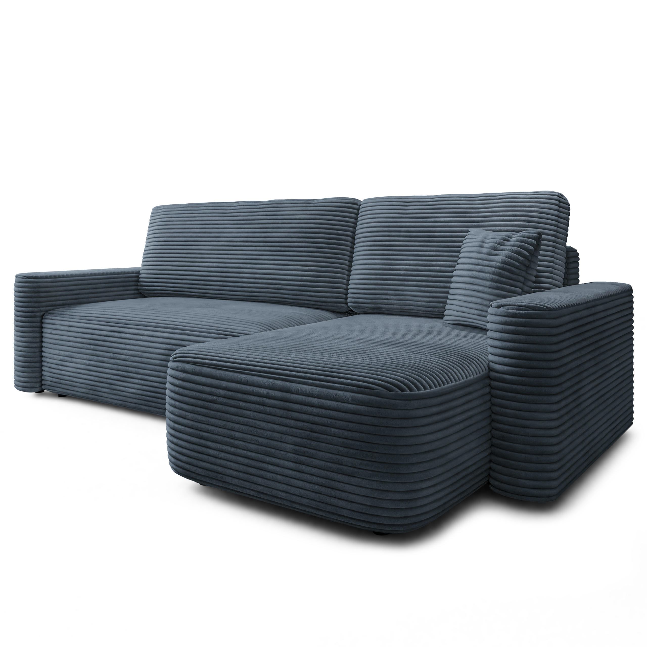 ECKSOFA NERI T Grau Kordstoff mit Schlaffunktion - Grau, Holzwerkstoff/Textil (280/157cm) - MASSENO