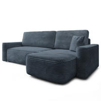 ECKSOFA NERI T Grau Kordstoff mit Schlaffunktion - Grau, Holzwerkstoff/Textil (280/157cm) - MASSENO