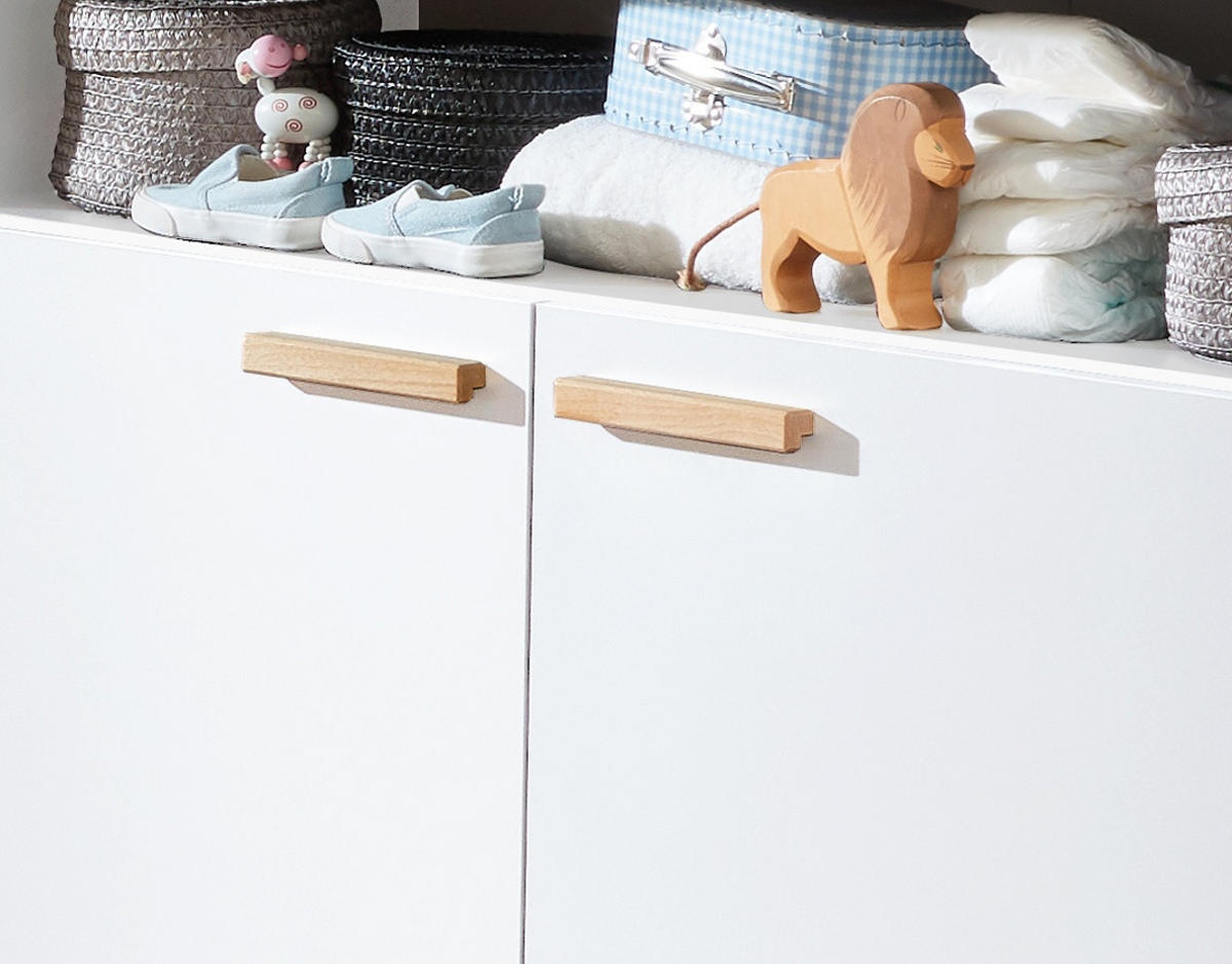 WICKELKOMMODE weiß matt mit Buche massiv, Wickeltisch 96 x 105 cm - Eichefarben/Buchefarben, Holz/Holzwerkstoff (78/105/96cm) - Top.Furn