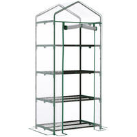 GEWÄCHSHAUS 70/50/160 cm transparent mit 4 Regalböden und Rolltür - Transparent, Metall (50/160/70cm) - Flora Grace