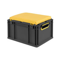 EUROBOX NextGen Seat Box Gelb, HxBxT 26,5x30x40cm, 20 Liter, Griffe offen, Schwarz - Schwarz, Kunststoff (30/26.5/40cm) - PROREGAL