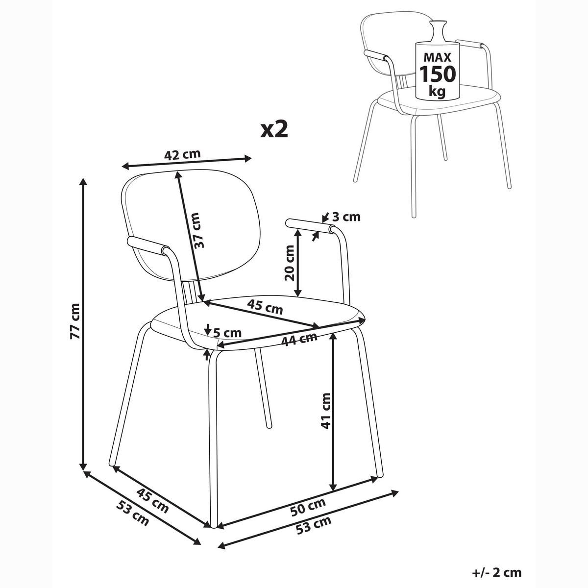 ESSZIMMERSTUHL 2er-Set Hellbeige Carille - Beige, Textil (53/77/53cm) - Beliani