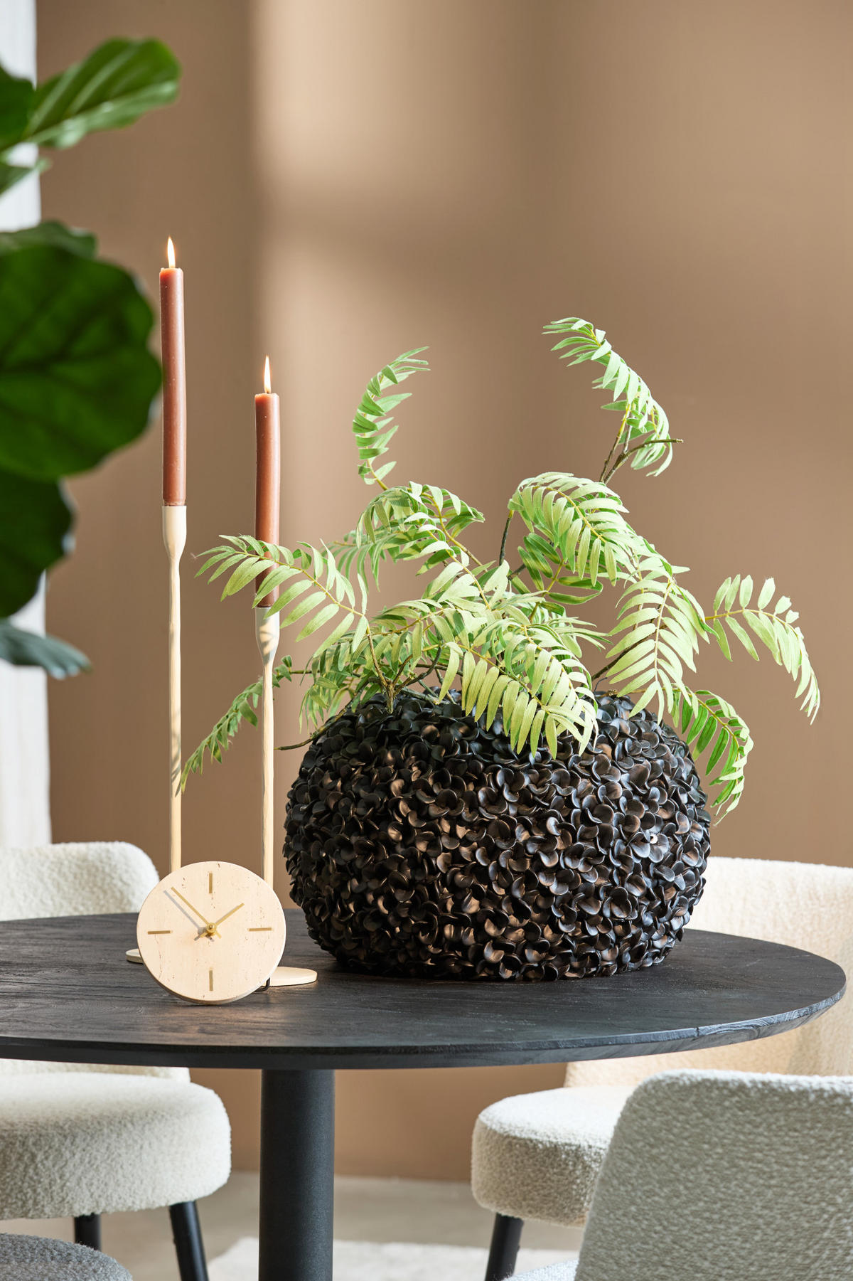 VASE Phylia Schwarz Ø47.5/30 cm - Schwarz, Kunststoff (30cm) - Light & Living