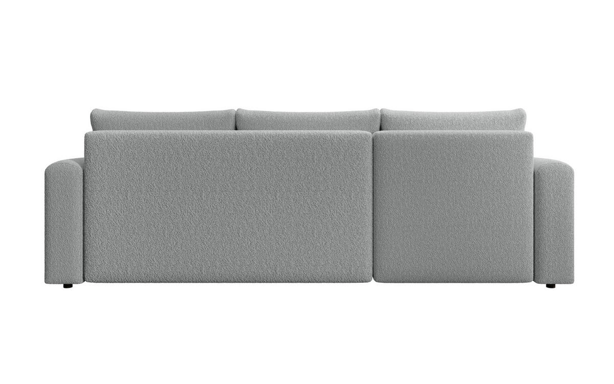 ECKSOFA DORA L, Eckcouch in L-Form mit Schlaffunktion und Bettkasten, Farbe: Grau, Bouclé-Stoff, Ottomane Links - Grau, Textil (240/143cm) - Storez24