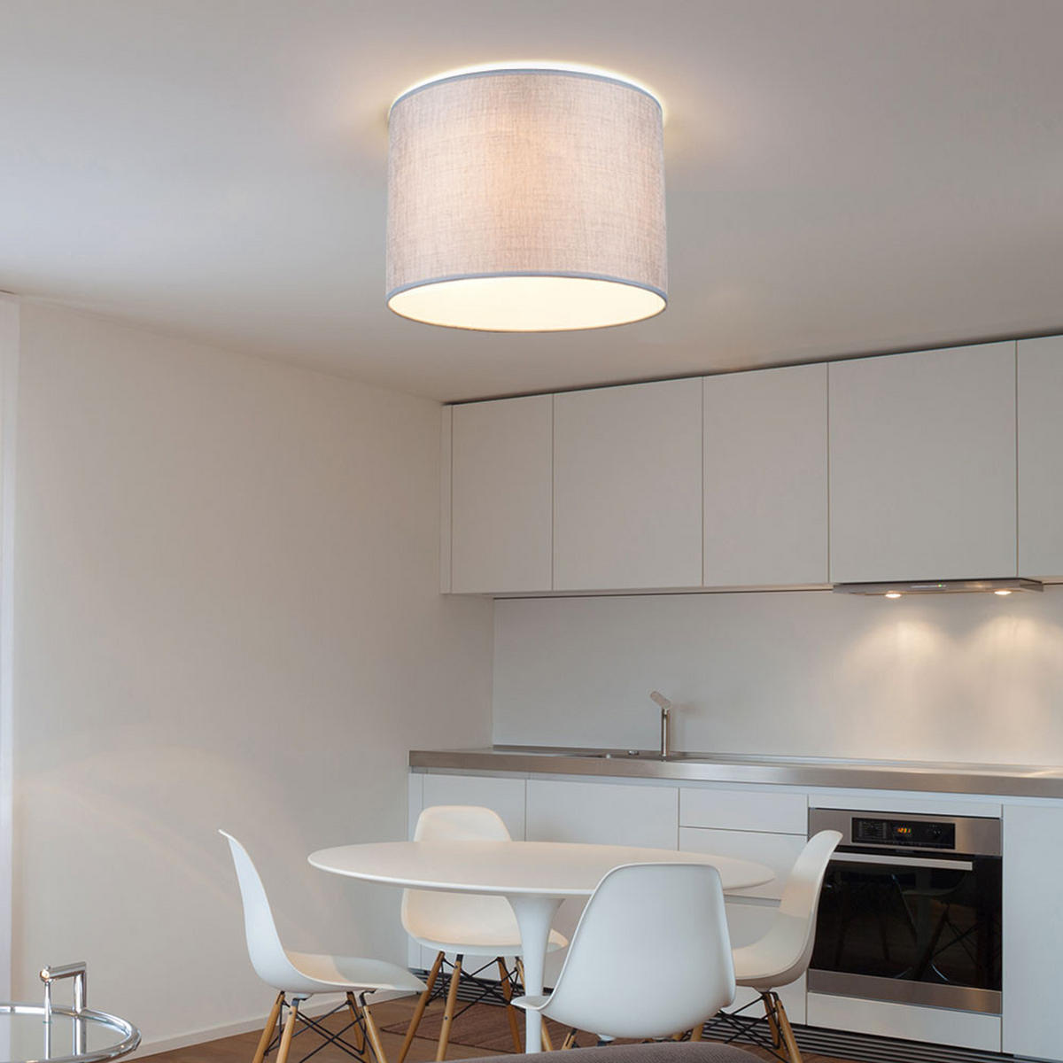 DECKENLEUCHTE Metall Textil Grau Weiß - Grau, Metall (35/35/27cm)