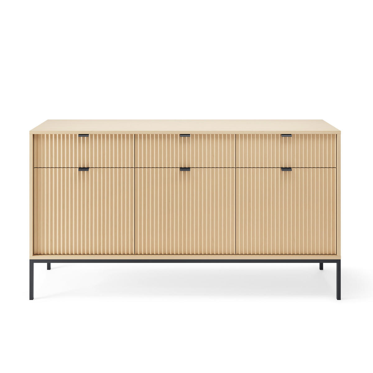 SIDEBOARD NANAIMO KOM3 Profilierte Fronten Eiche Vicenza Eiche Vicenza - Eiche Artisan, Holzwerkstoff (154/83/39cm) - Komodee