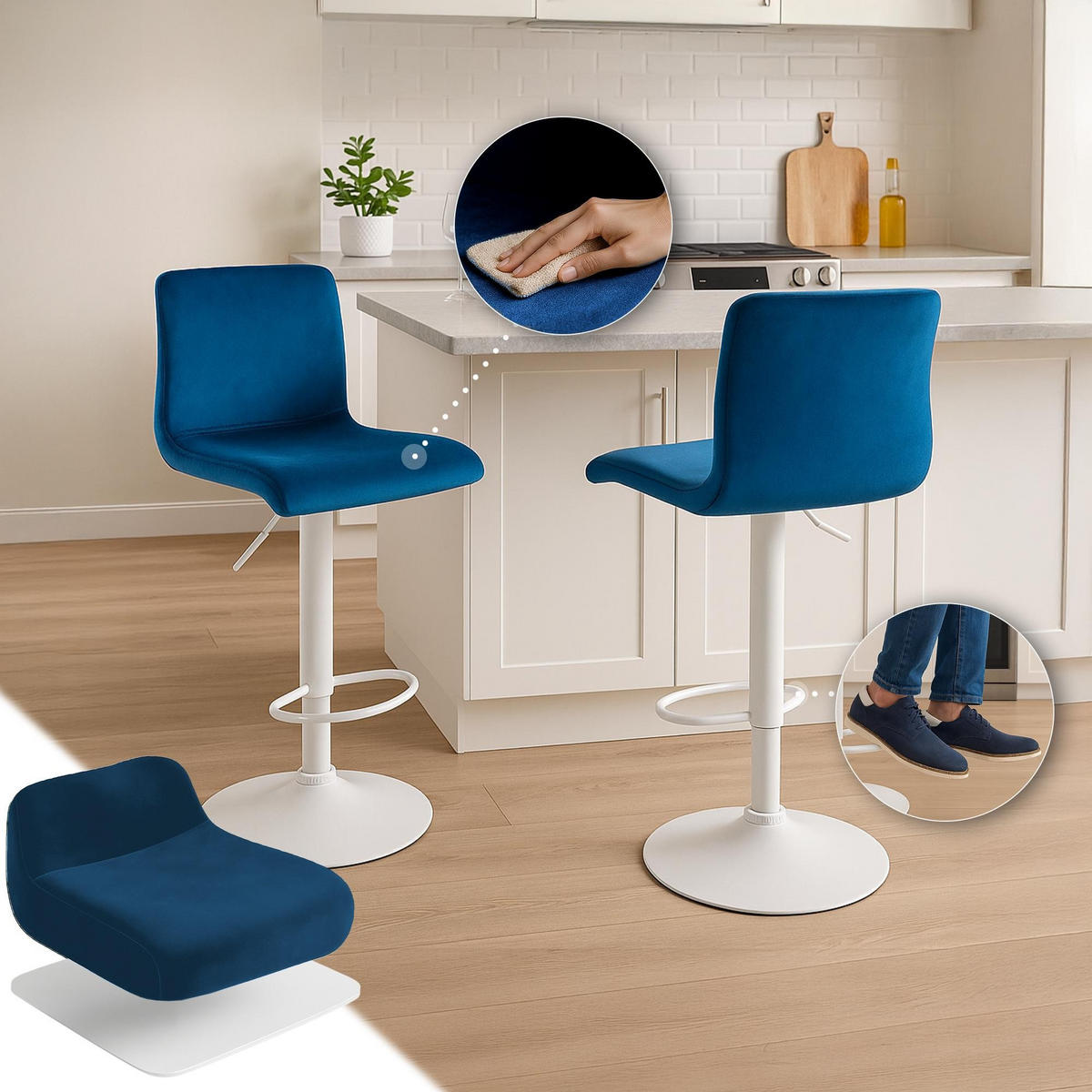 BARHOCKER Hover 83x39x36 cm blau - Blau, Textil (39/83/36cm) - furnicato