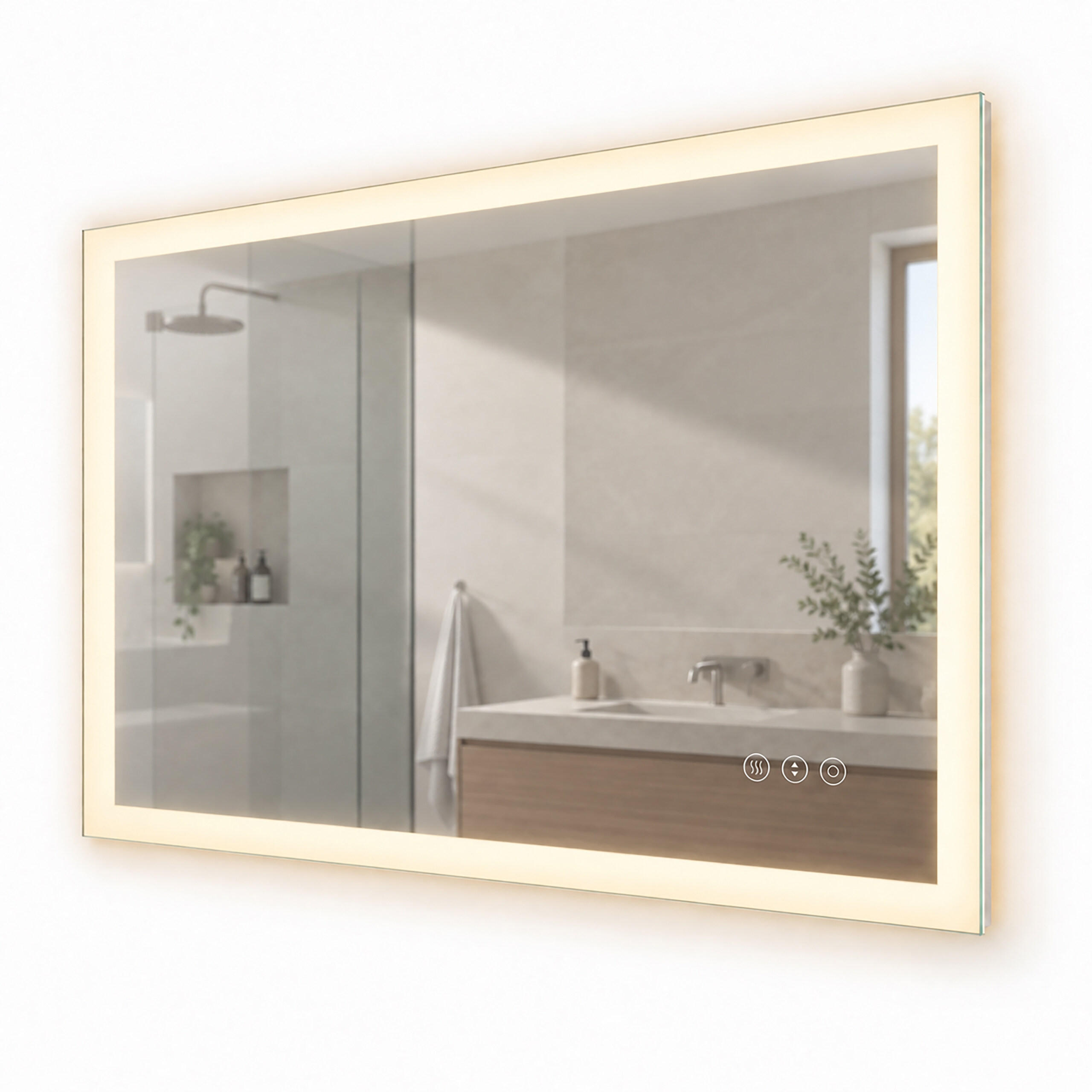BADSPIEGEL Silber LED 80x60 cm - Transparent, Glas/Kunststoff (80/60/3.5cm) - Relaxdays