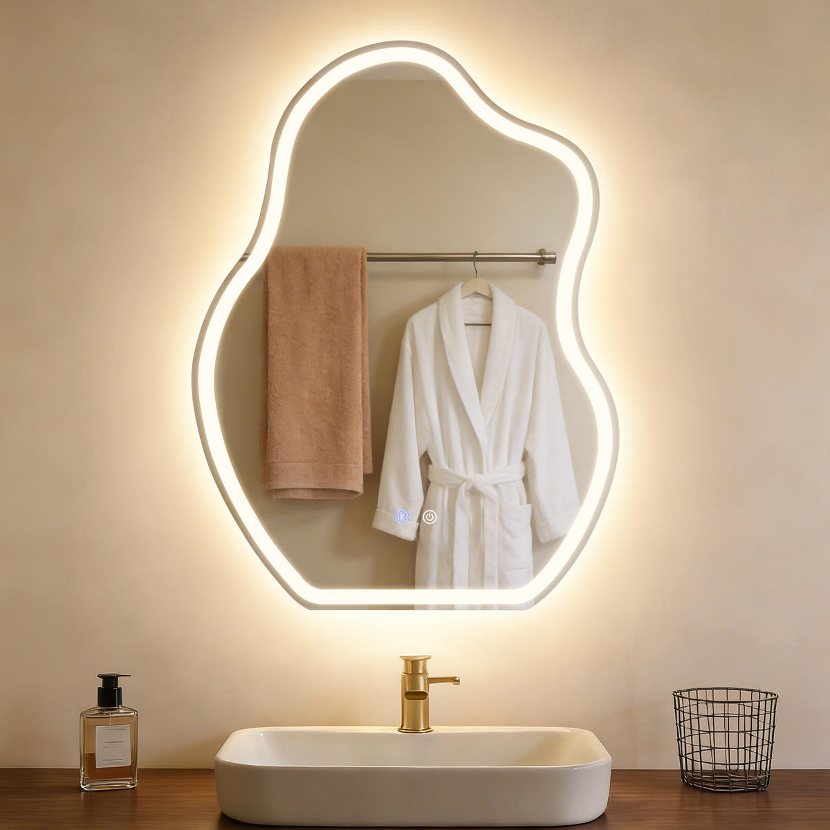 LED BADEZIMMERSPIEGEL 3.4/60/80cm - Weiß, Glas (3.4/80/60cm) - Nettlife
